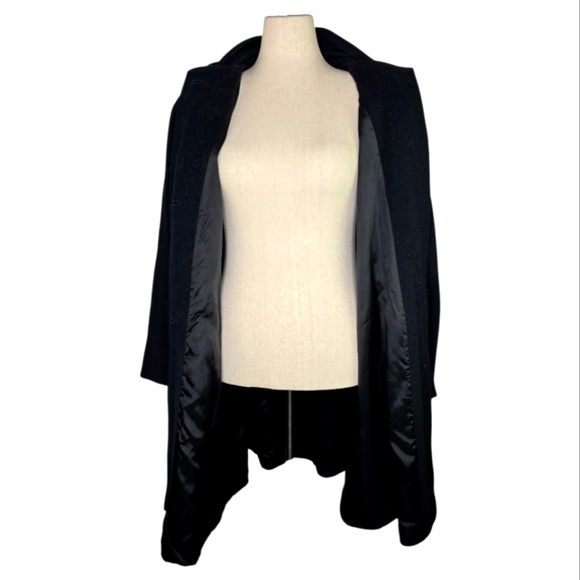 Vintage Larry Levine Black Wool Blend Coat w/ Attached Scarf Size 10 - Picture 10 of 10